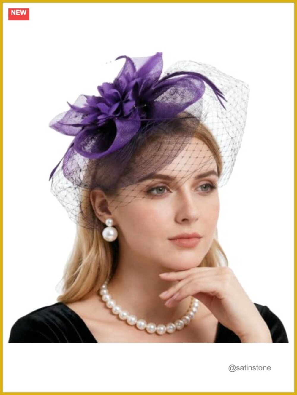 Women Mesh Feather Fascinator Tea Party Cocktail Hat Headband